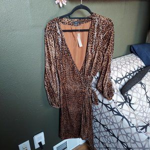 J. Crew Velvet Leopard Print Wrap Dress